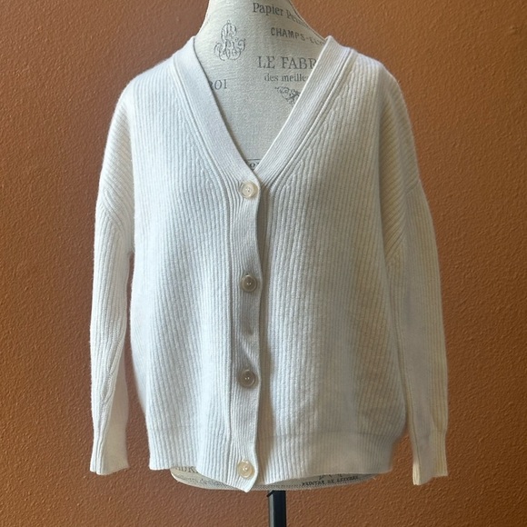 Jenni Kayne Cashmere Cocoon Cardigan In Ivory Size Medium - Picture 16 of 16